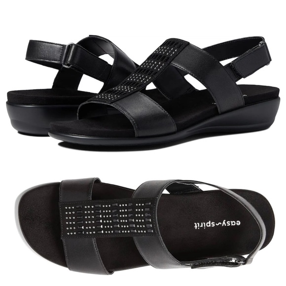Easy Spirit Shoes Nwt Easy Spirit Hazel Wide Embellished Black Sandal Size 95w Poshmark
